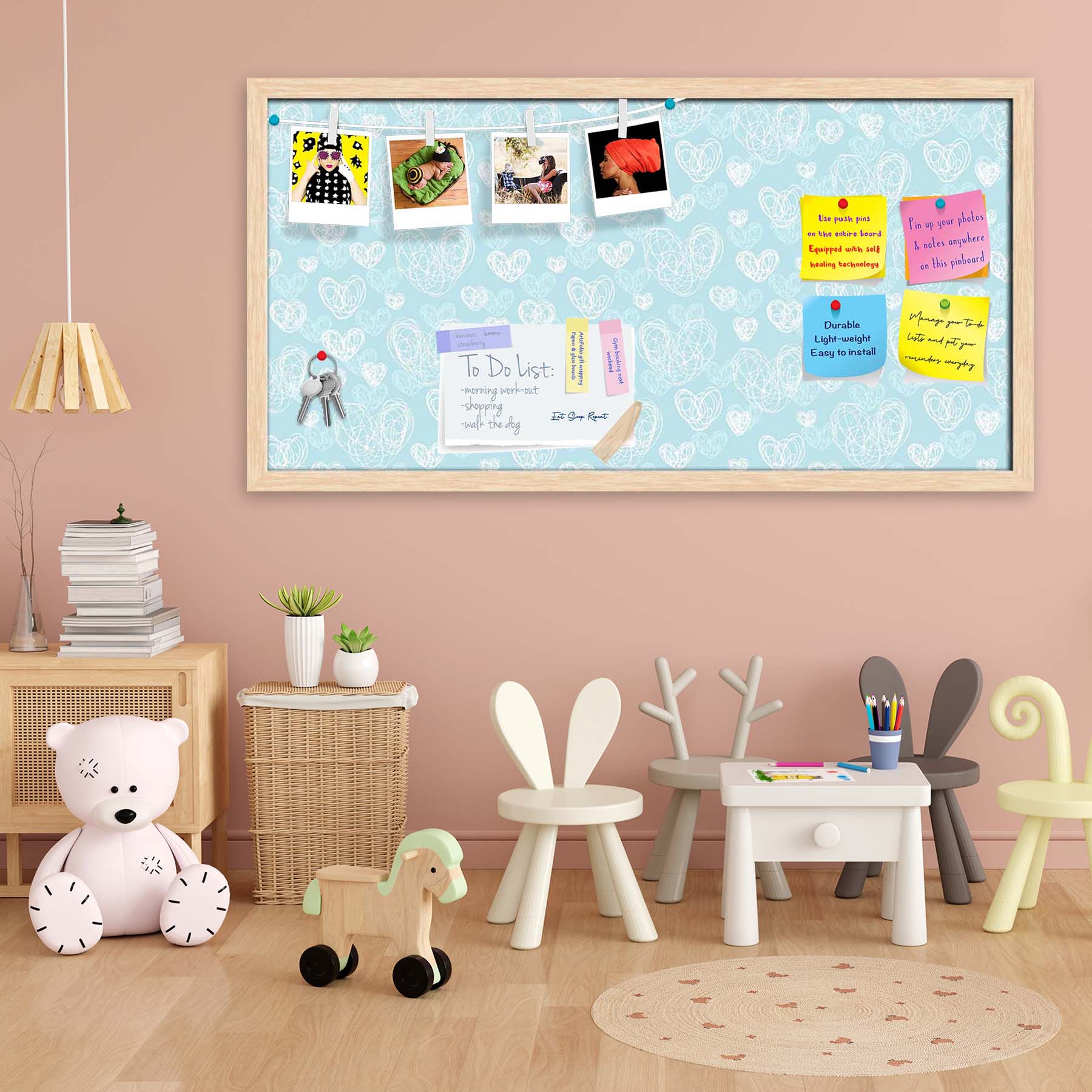 Romantic Doodle Bulletin Board Notice Pin Board Soft Board | Framed