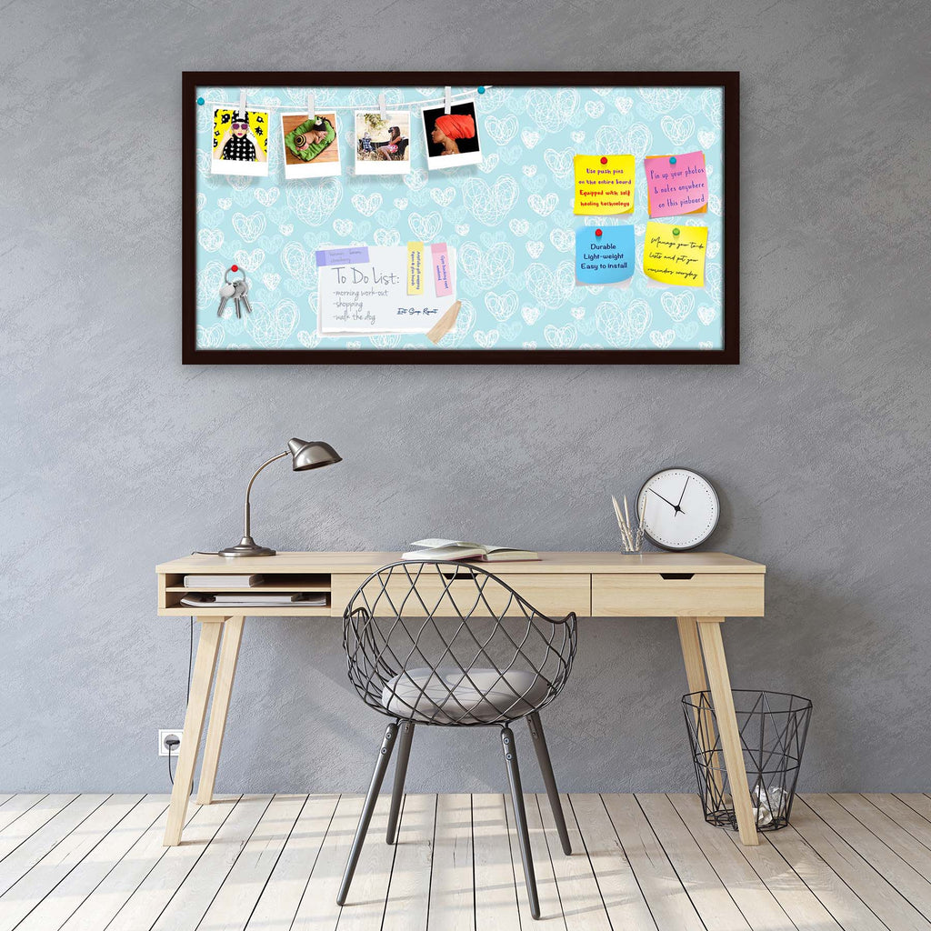 Romantic Doodle Bulletin Board Notice Pin Board Soft Board | Framed