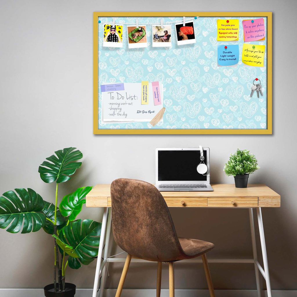 Romantic Doodle Bulletin Board Notice Pin Board Soft Board | Framed