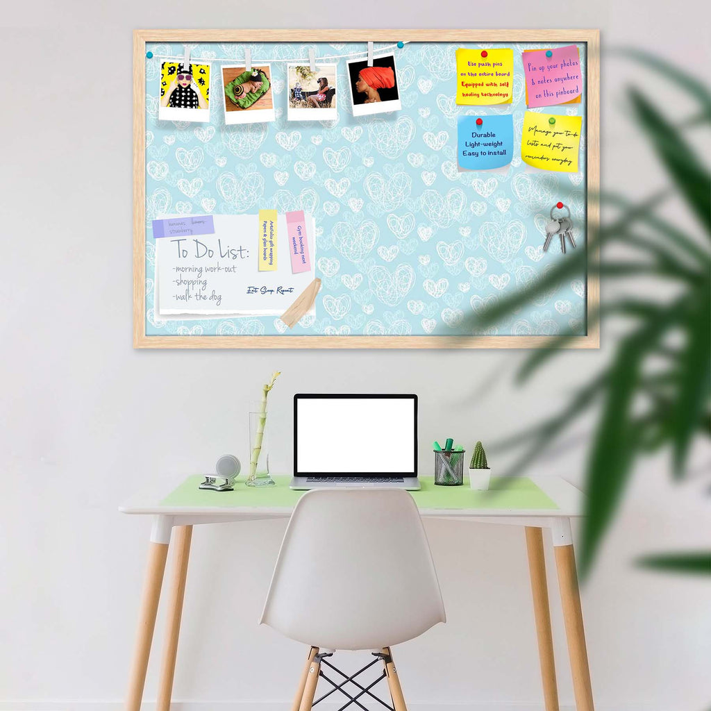 Romantic Doodle Bulletin Board Notice Pin Board Soft Board | Framed