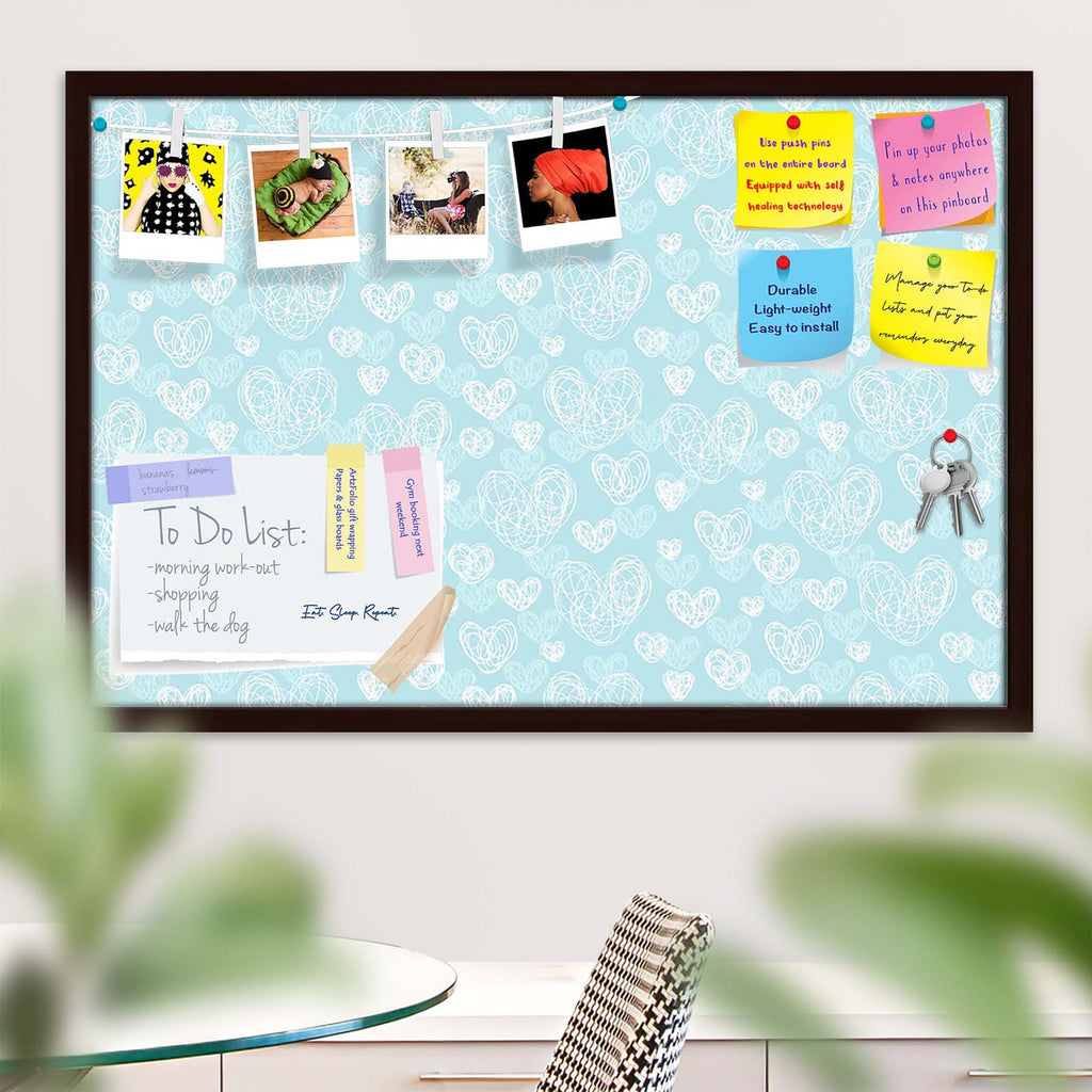 Romantic Doodle Bulletin Board Notice Pin Board Soft Board | Framed