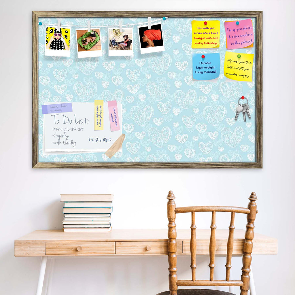 Romantic Doodle Bulletin Board Notice Pin Board Soft Board | Framed