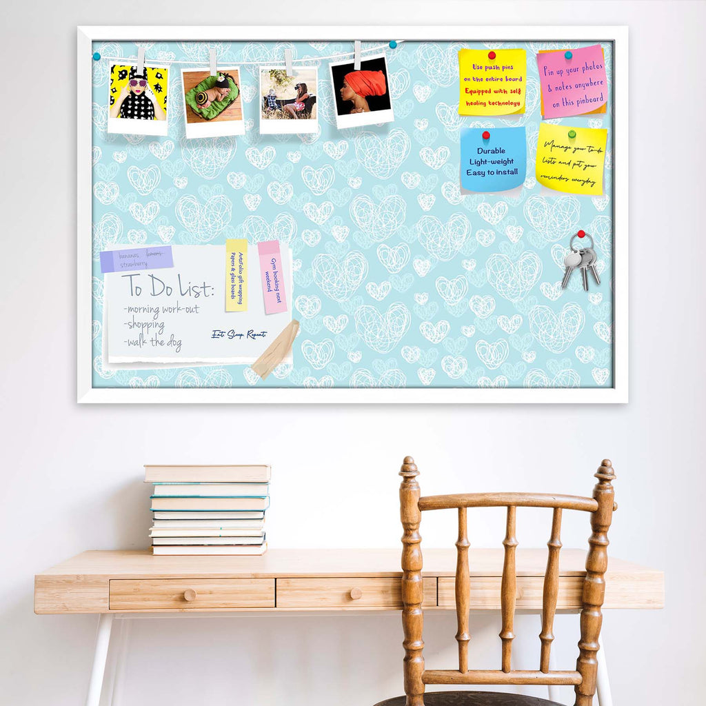 Romantic Doodle Bulletin Board Notice Pin Board Soft Board | Framed