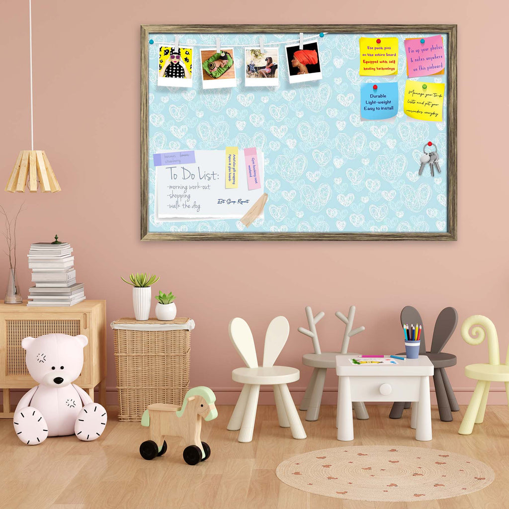 Romantic Doodle Bulletin Board Notice Pin Board Soft Board | Framed