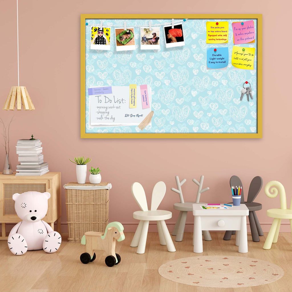 Romantic Doodle Bulletin Board Notice Pin Board Soft Board | Framed