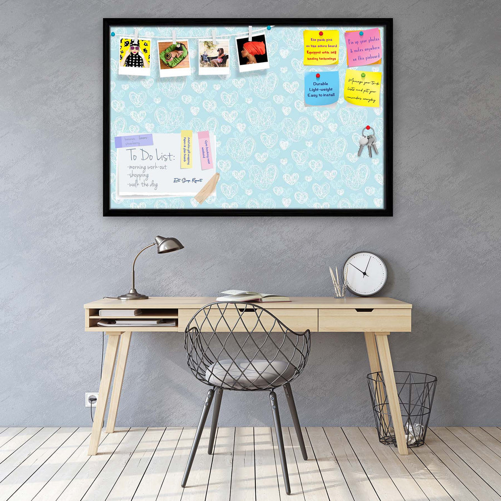 Romantic Doodle Bulletin Board Notice Pin Board Soft Board | Framed