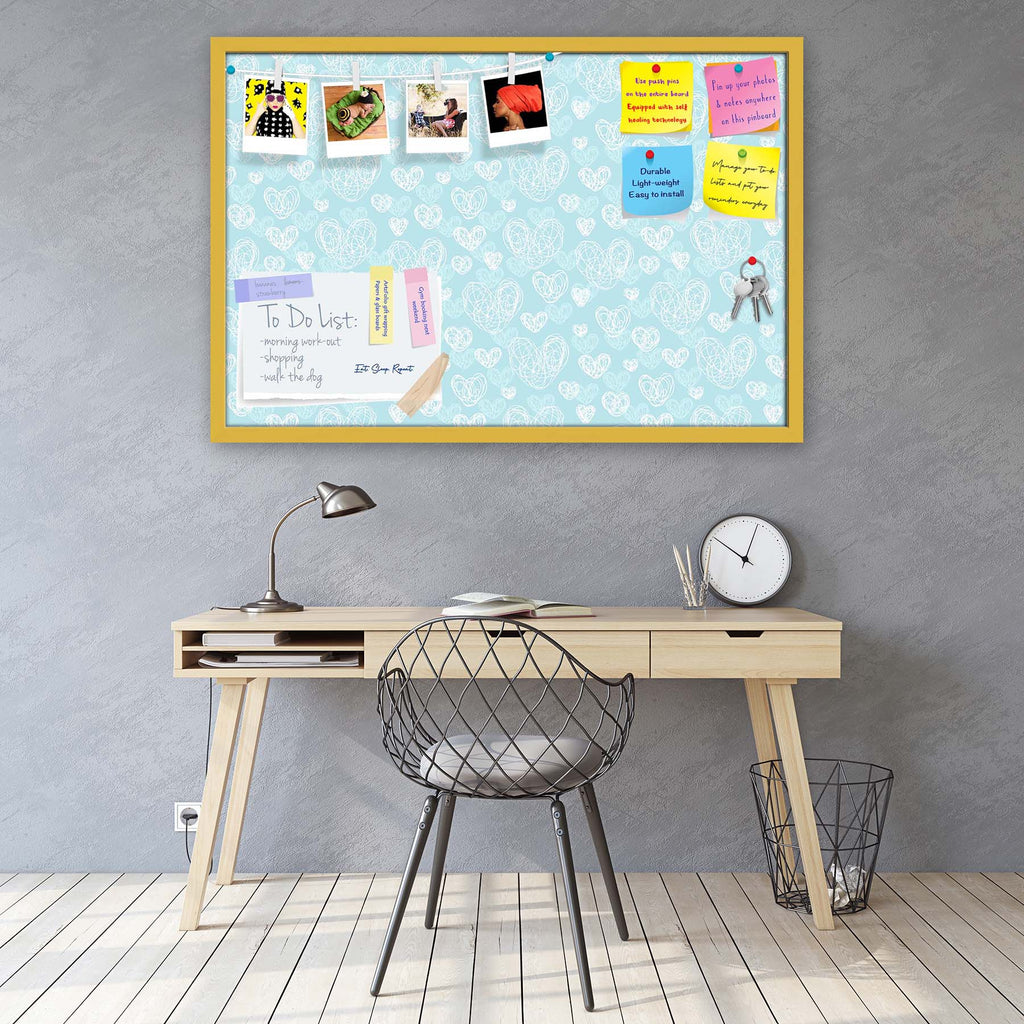 Romantic Doodle Bulletin Board Notice Pin Board Soft Board | Framed