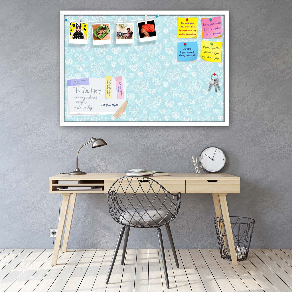 Romantic Doodle Bulletin Board Notice Pin Board Soft Board | Framed
