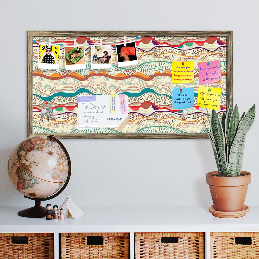 Waves Drawing Bulletin Board Notice Pin Board Soft Board | Framed