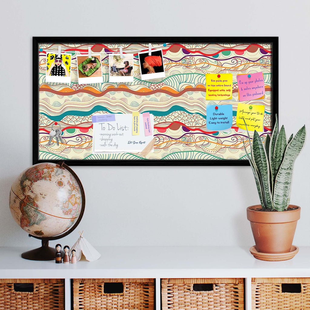 Waves Drawing Bulletin Board Notice Pin Board Soft Board | Framed