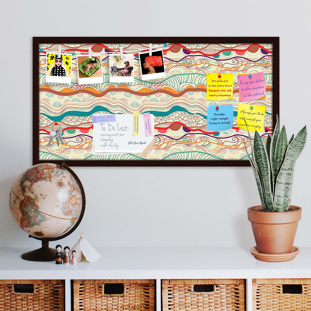 Waves Drawing Bulletin Board Notice Pin Board Soft Board | Framed