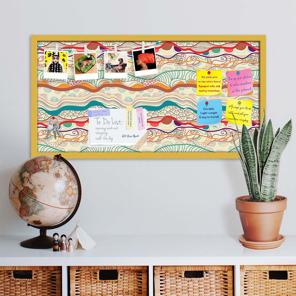Waves Drawing Bulletin Board Notice Pin Board Soft Board | Framed