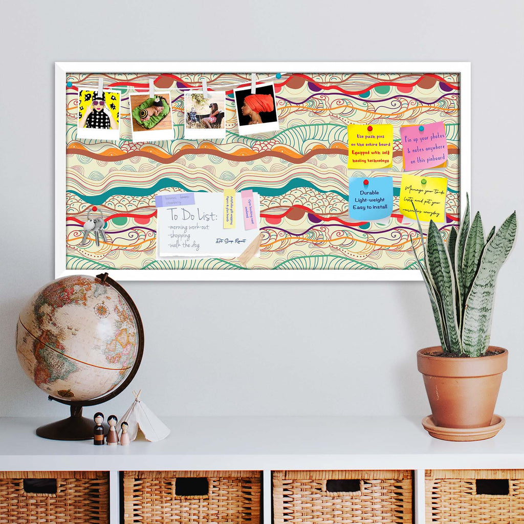 Waves Drawing Bulletin Board Notice Pin Board Soft Board | Framed