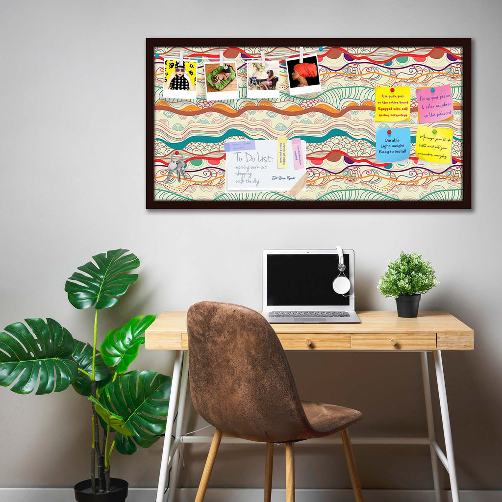 Waves Drawing Bulletin Board Notice Pin Board Soft Board | Framed