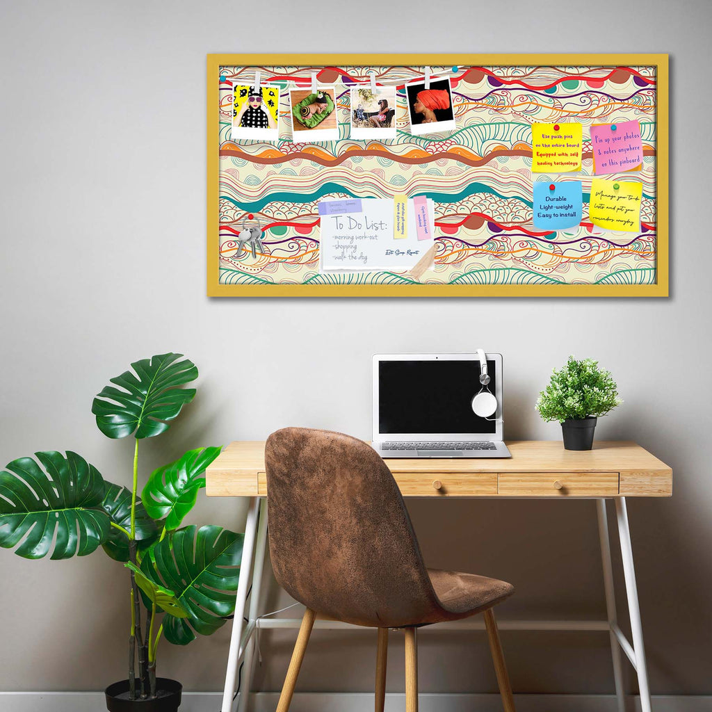 Waves Drawing Bulletin Board Notice Pin Board Soft Board | Framed