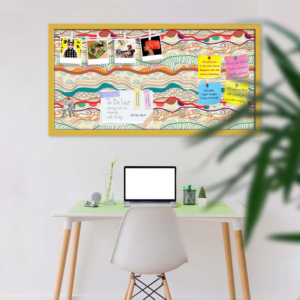 Waves Drawing Bulletin Board Notice Pin Board Soft Board | Framed