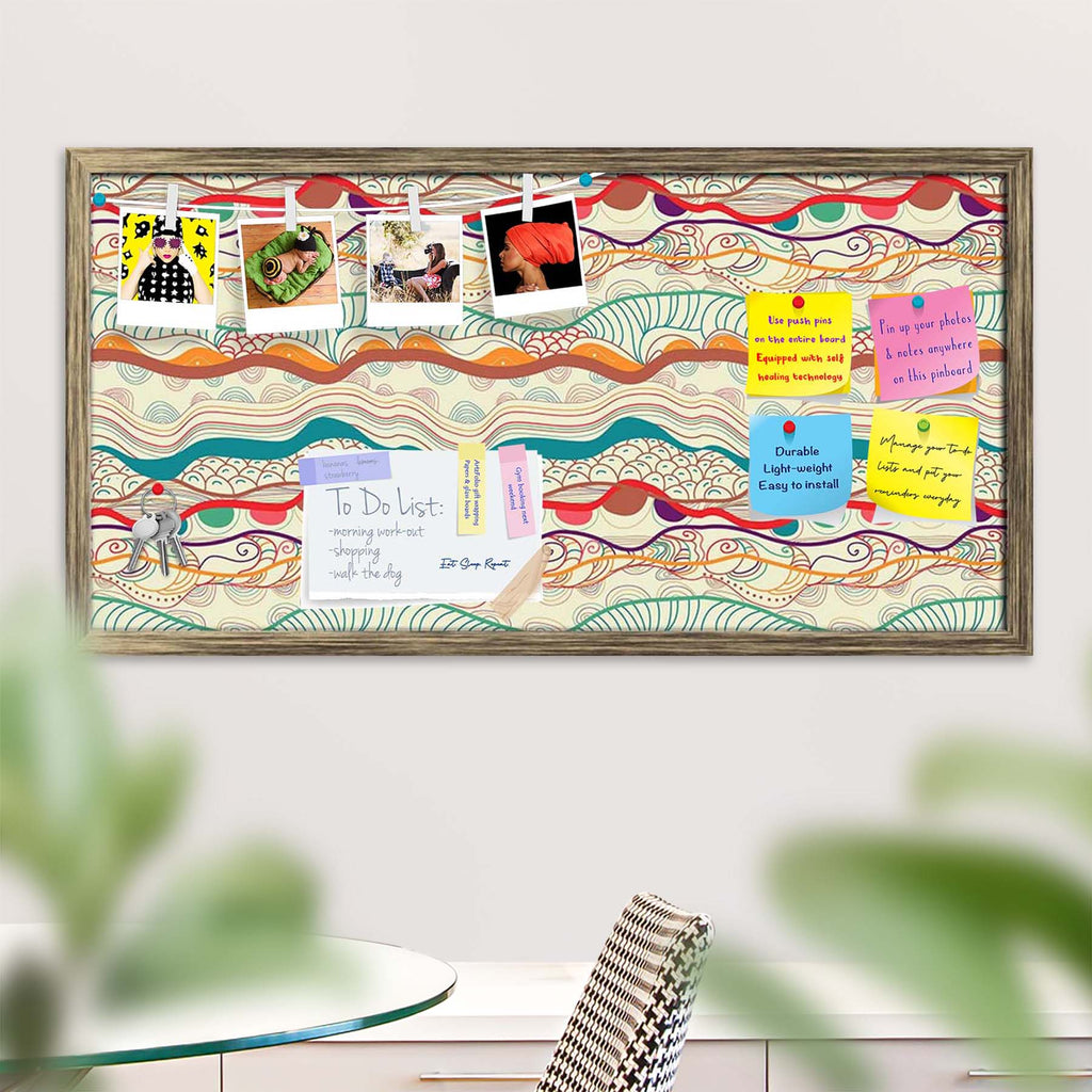 Waves Drawing Bulletin Board Notice Pin Board Soft Board | Framed