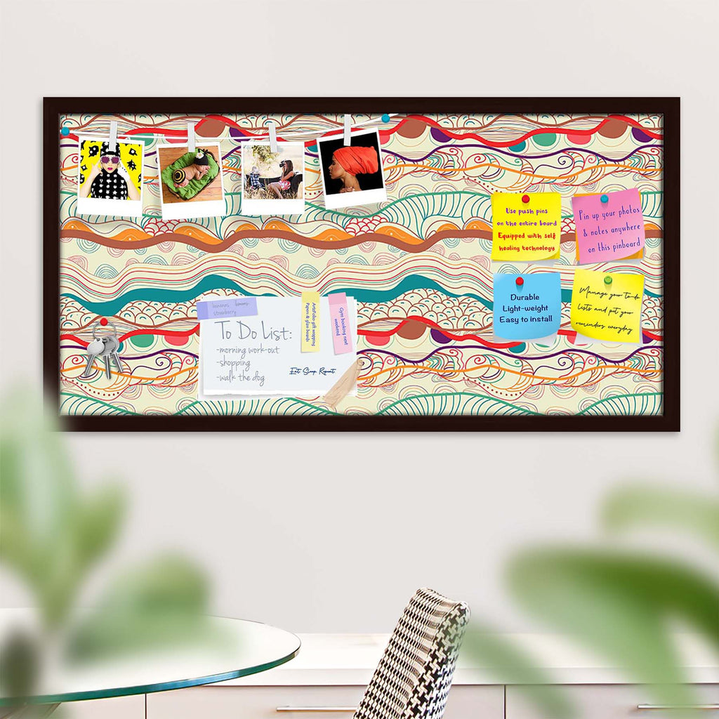 Waves Drawing Bulletin Board Notice Pin Board Soft Board | Framed