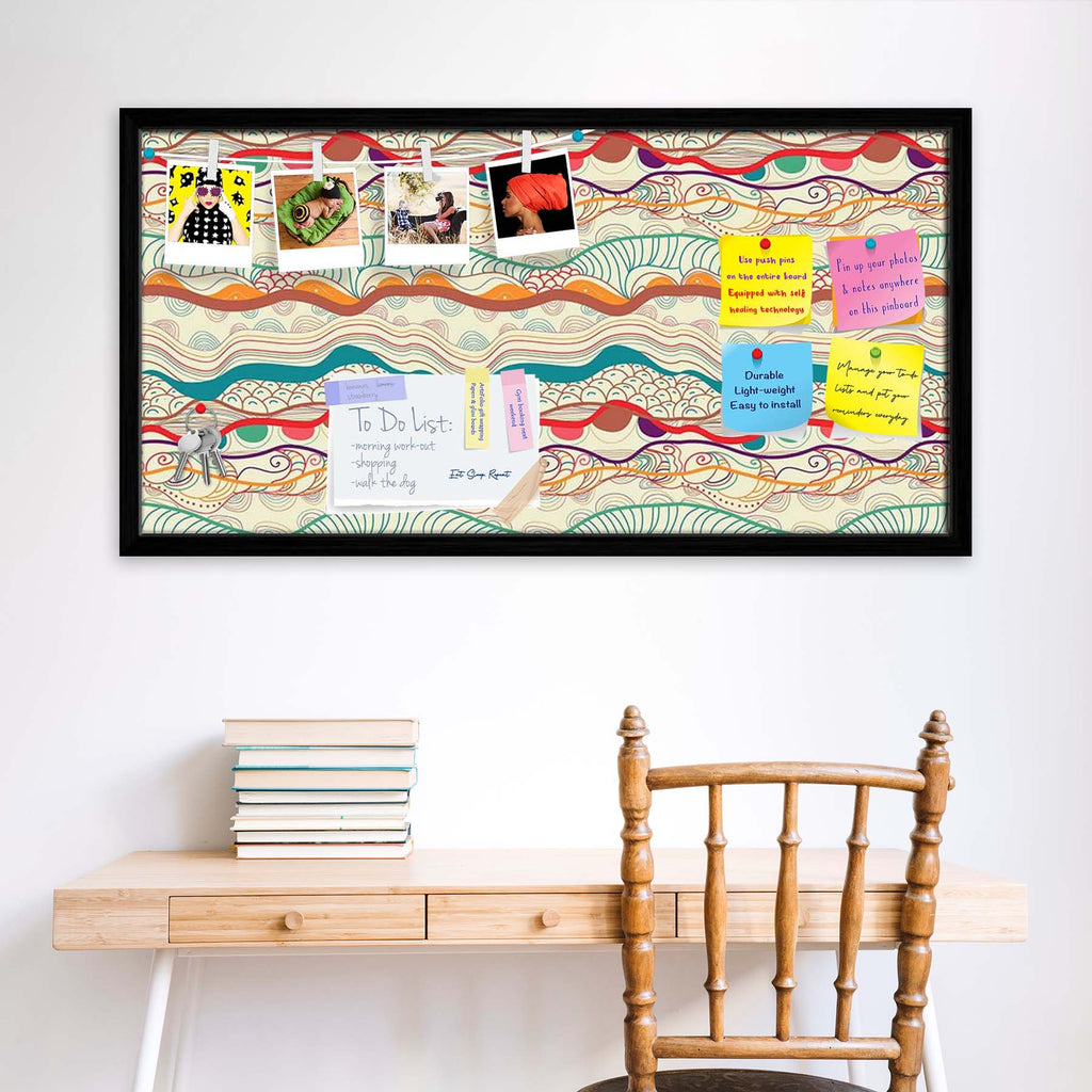 Waves Drawing Bulletin Board Notice Pin Board Soft Board | Framed
