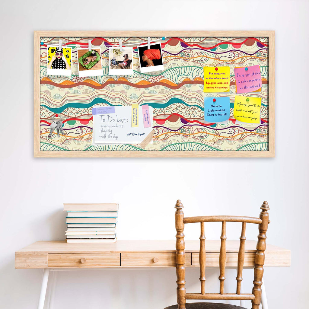 Waves Drawing Bulletin Board Notice Pin Board Soft Board | Framed