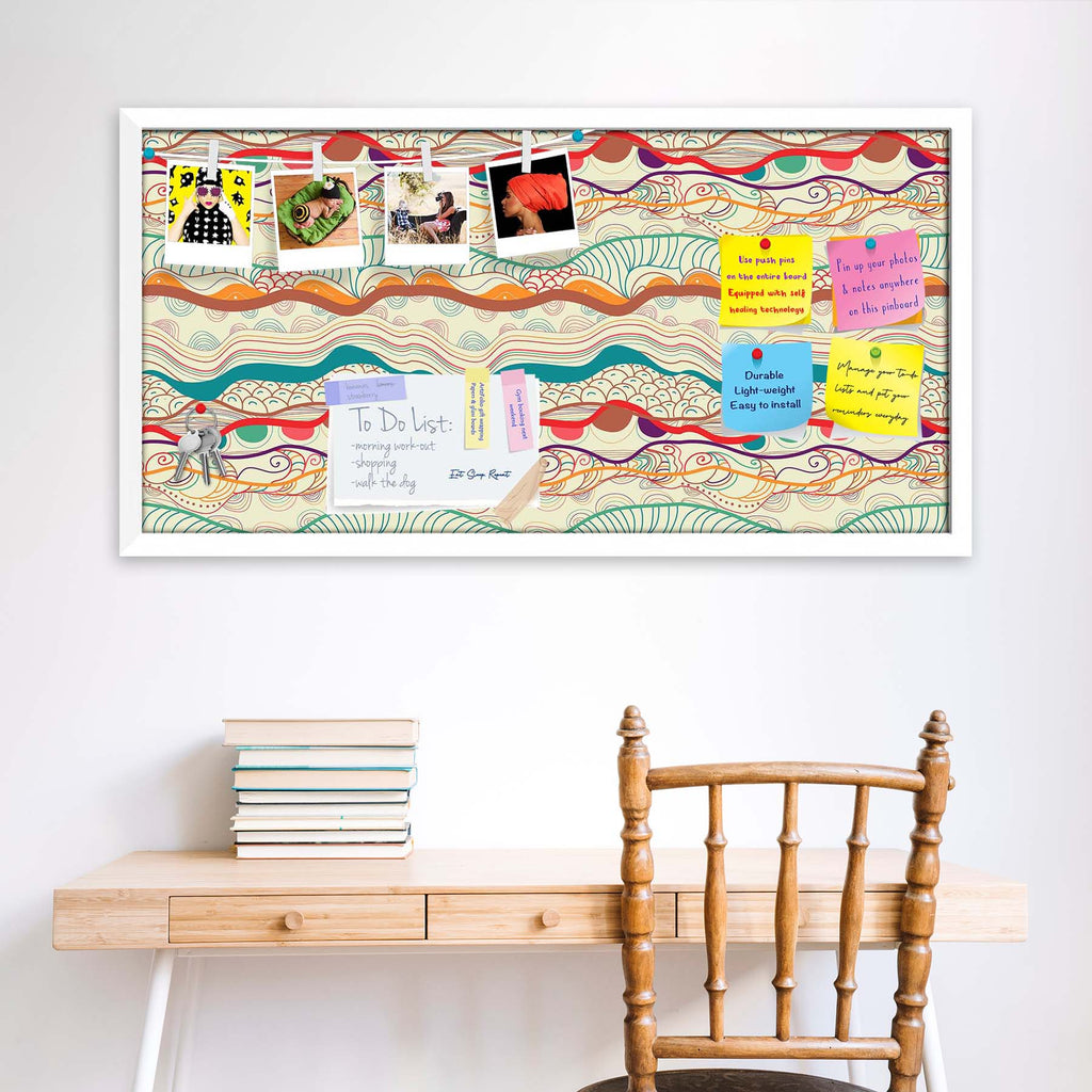 Waves Drawing Bulletin Board Notice Pin Board Soft Board | Framed