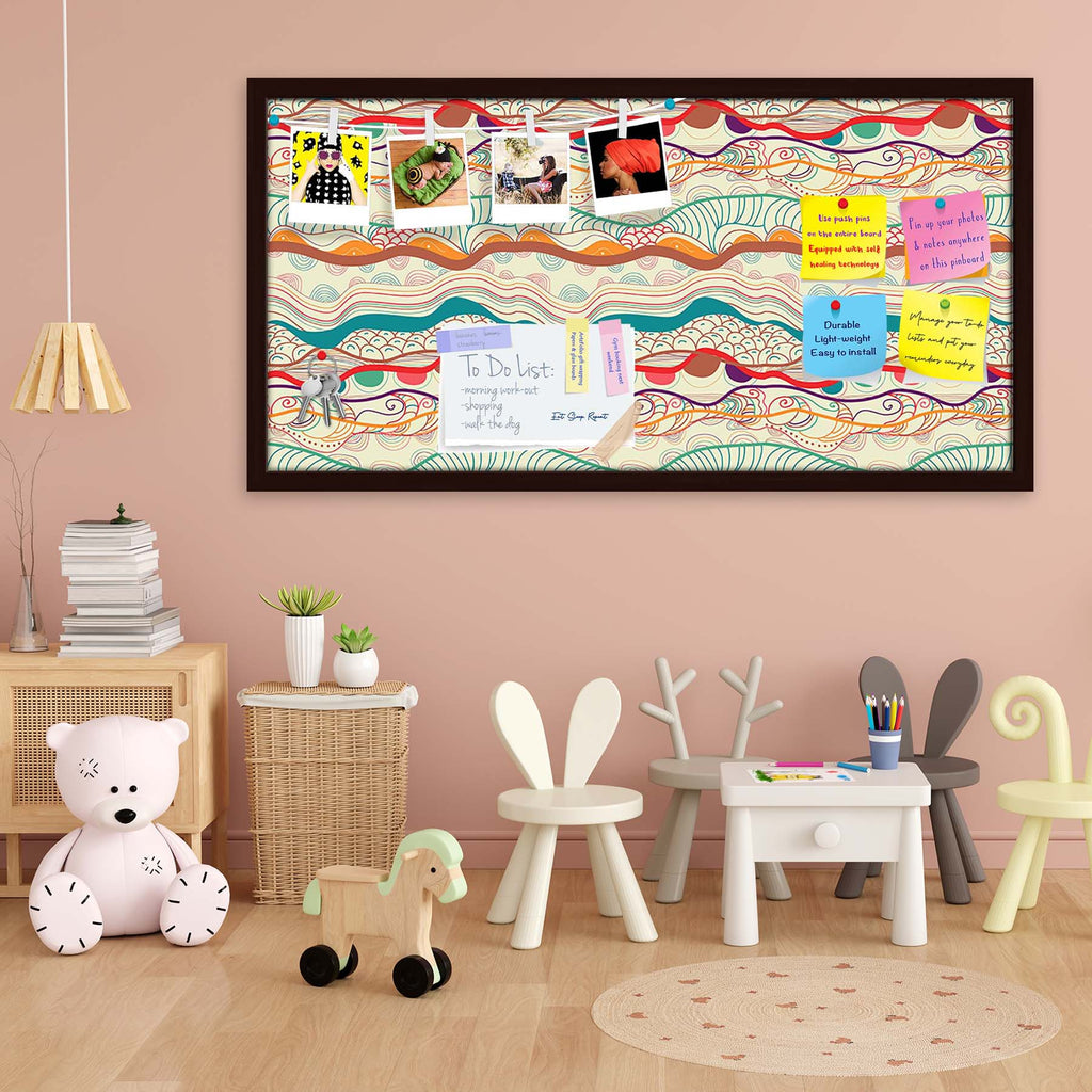 Waves Drawing Bulletin Board Notice Pin Board Soft Board | Framed