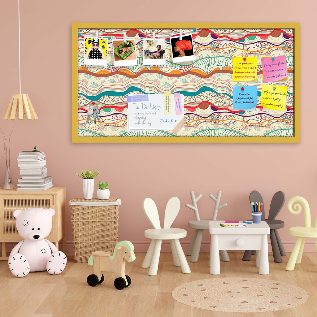 Waves Drawing Bulletin Board Notice Pin Board Soft Board | Framed