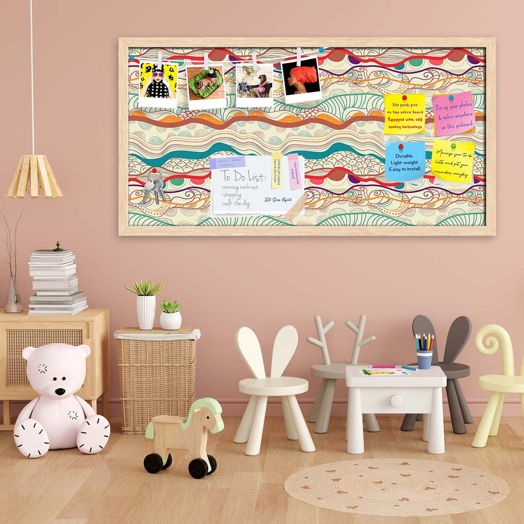 Waves Drawing Bulletin Board Notice Pin Board Soft Board | Framed