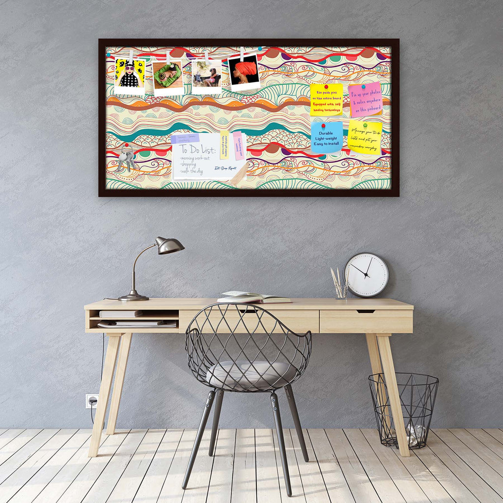 Waves Drawing Bulletin Board Notice Pin Board Soft Board | Framed