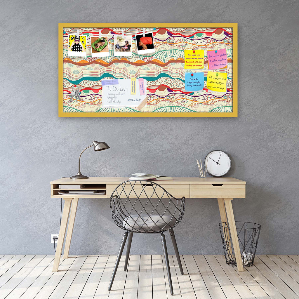 Waves Drawing Bulletin Board Notice Pin Board Soft Board | Framed