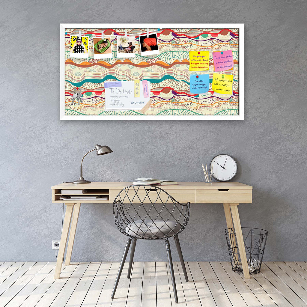 Waves Drawing Bulletin Board Notice Pin Board Soft Board | Framed