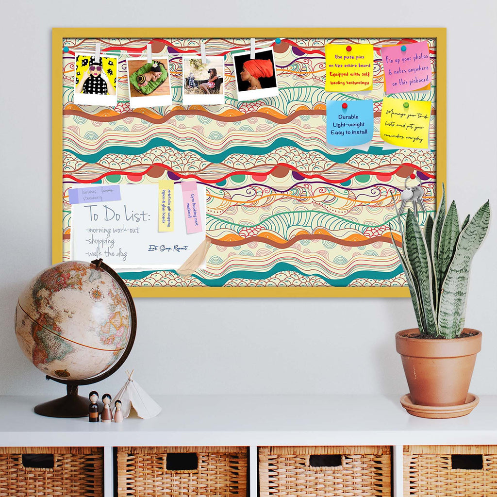 Waves Drawing Bulletin Board Notice Pin Board Soft Board | Framed
