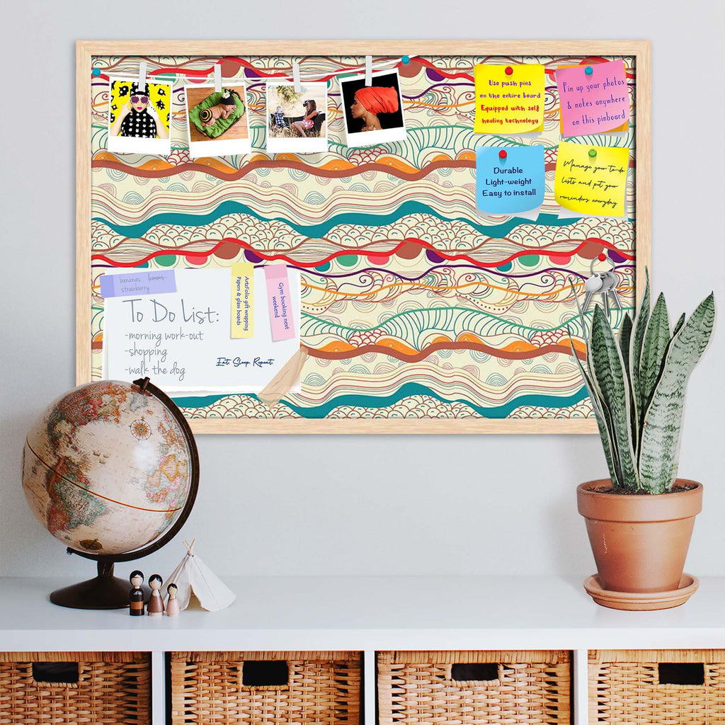 Waves Drawing Bulletin Board Notice Pin Board Soft Board | Framed