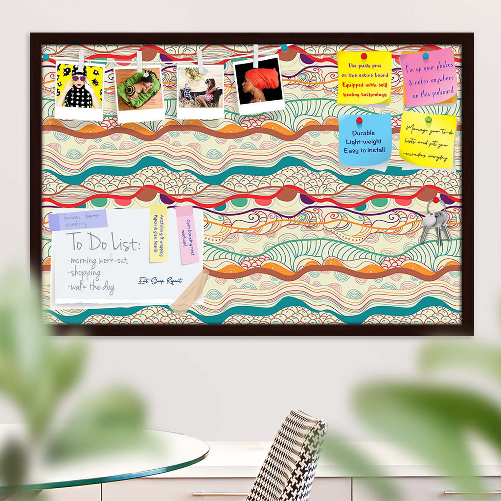 Waves Drawing Bulletin Board Notice Pin Board Soft Board | Framed