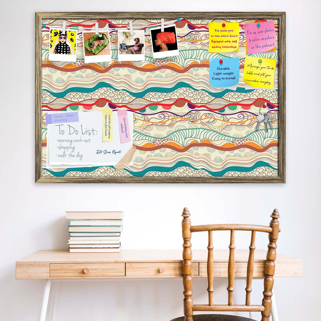 Waves Drawing Bulletin Board Notice Pin Board Soft Board | Framed