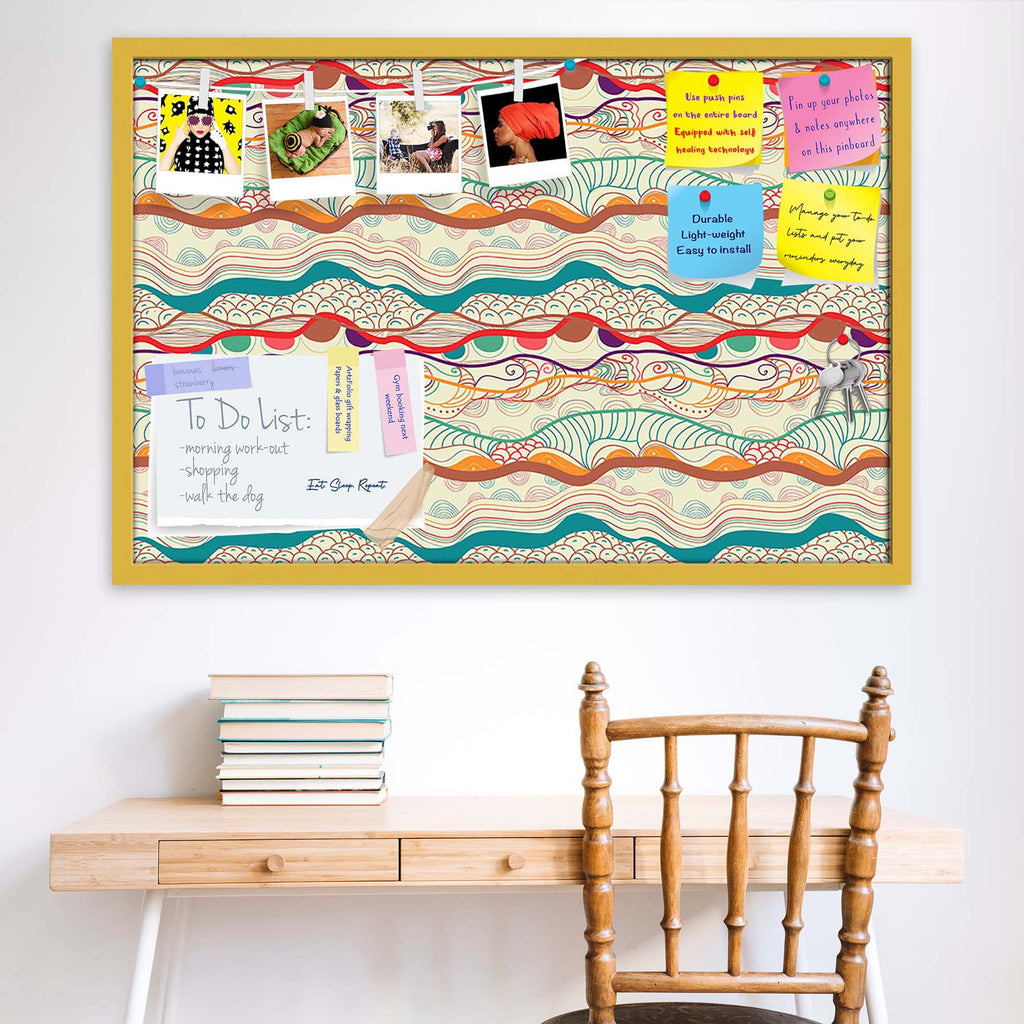 Waves Drawing Bulletin Board Notice Pin Board Soft Board | Framed