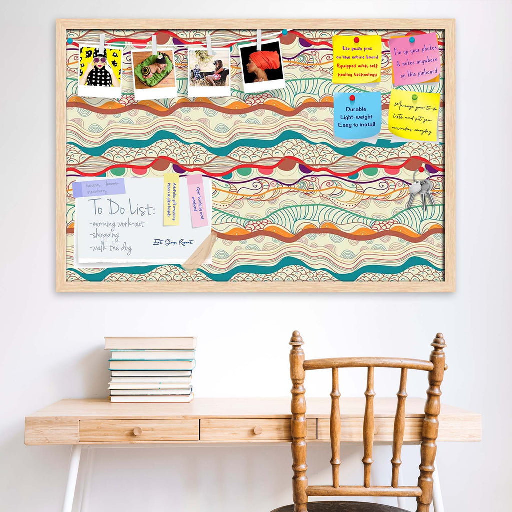 Waves Drawing Bulletin Board Notice Pin Board Soft Board | Framed