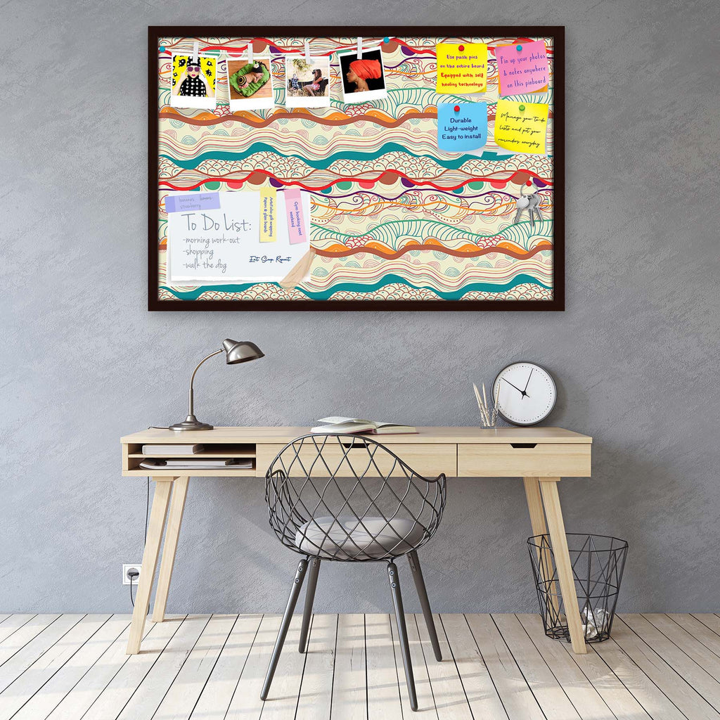 Waves Drawing Bulletin Board Notice Pin Board Soft Board | Framed