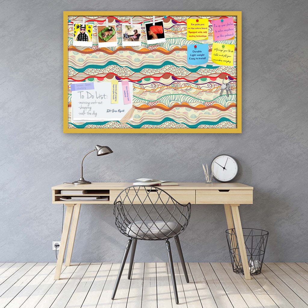 Waves Drawing Bulletin Board Notice Pin Board Soft Board | Framed