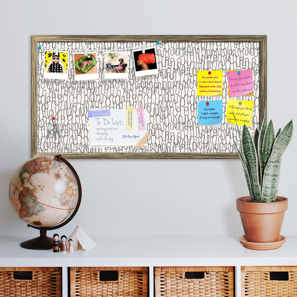 Curly Lines Bulletin Board Notice Pin Board Soft Board | Framed