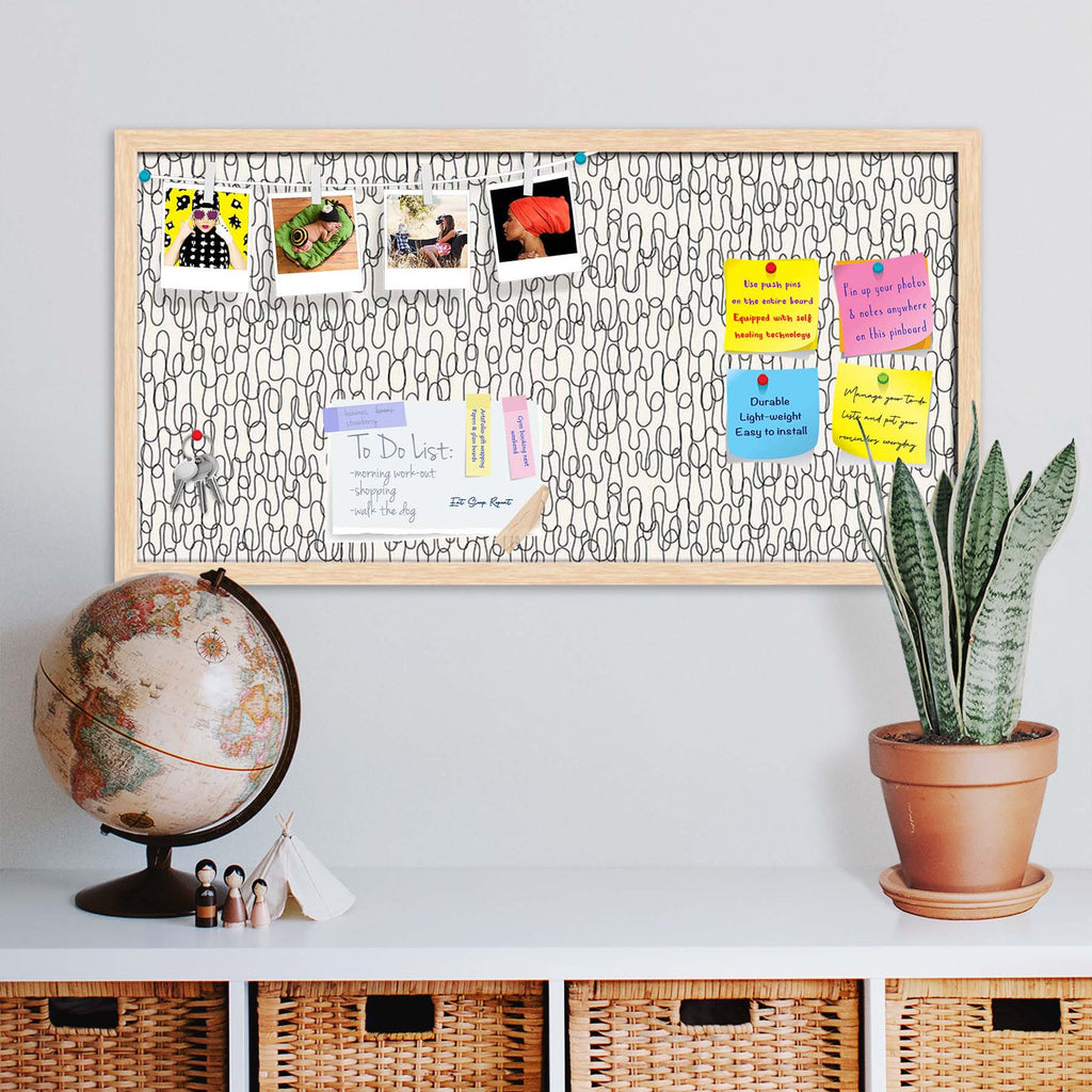 Curly Lines Bulletin Board Notice Pin Board Soft Board | Framed