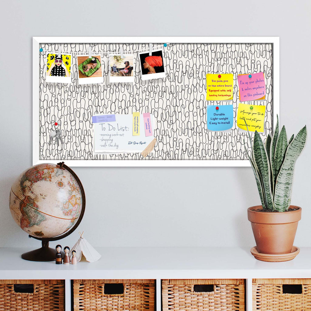 Curly Lines Bulletin Board Notice Pin Board Soft Board | Framed