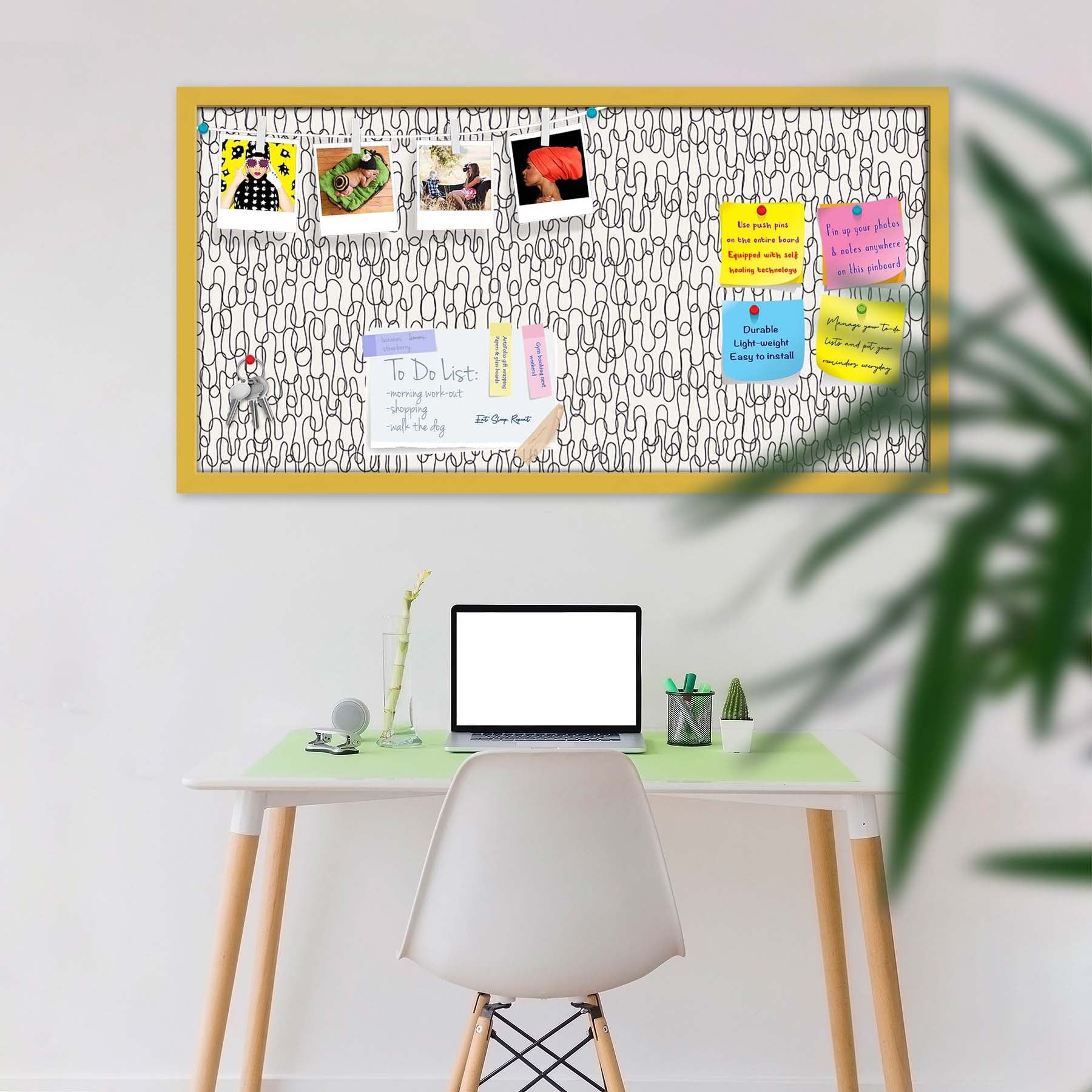 Curly Lines Bulletin Board Notice Pin Board Soft Board | Framed