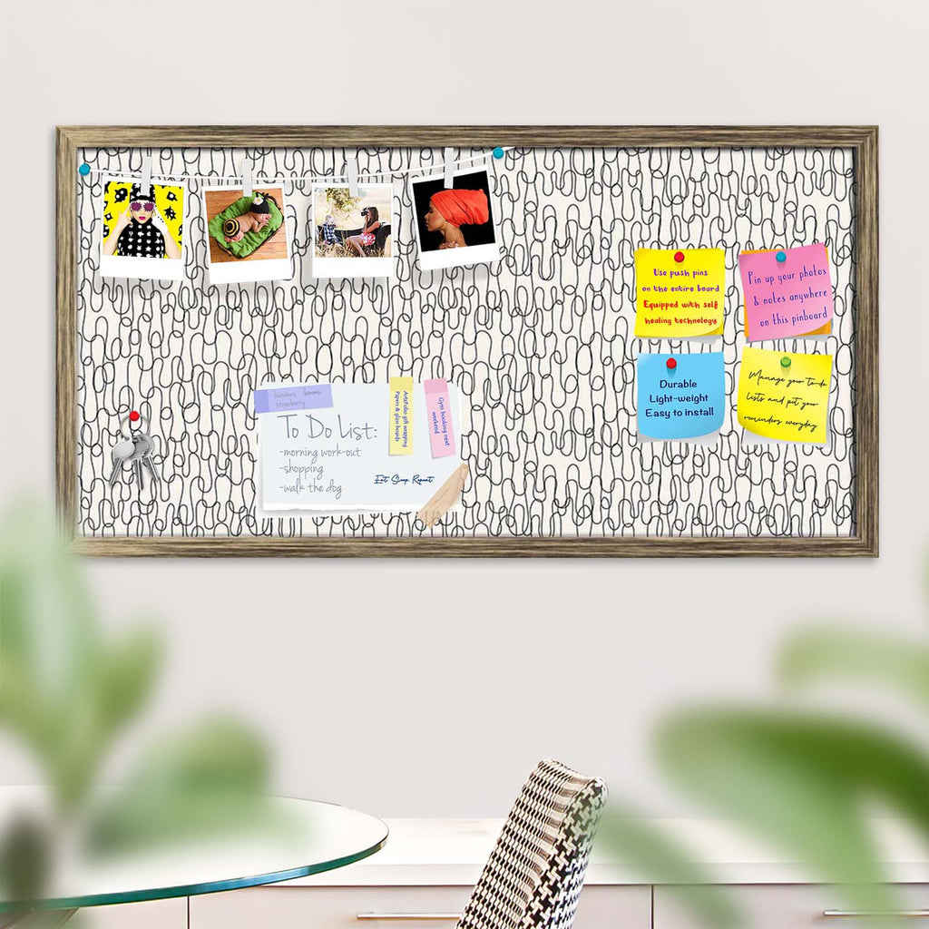 Curly Lines Bulletin Board Notice Pin Board Soft Board | Framed