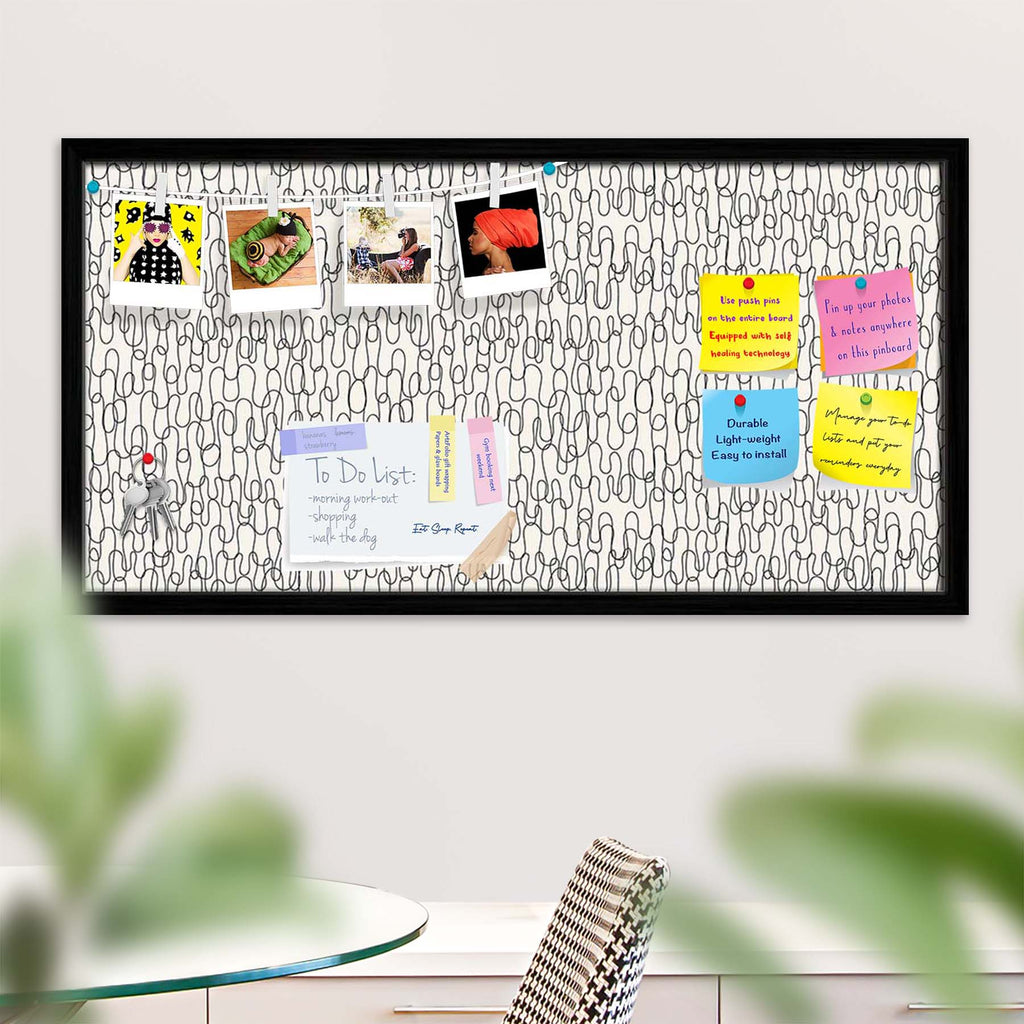 Curly Lines Bulletin Board Notice Pin Board Soft Board | Framed