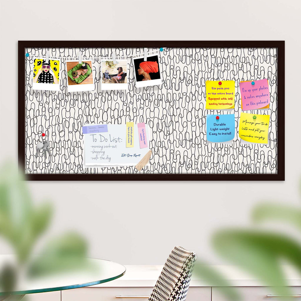 Curly Lines Bulletin Board Notice Pin Board Soft Board | Framed