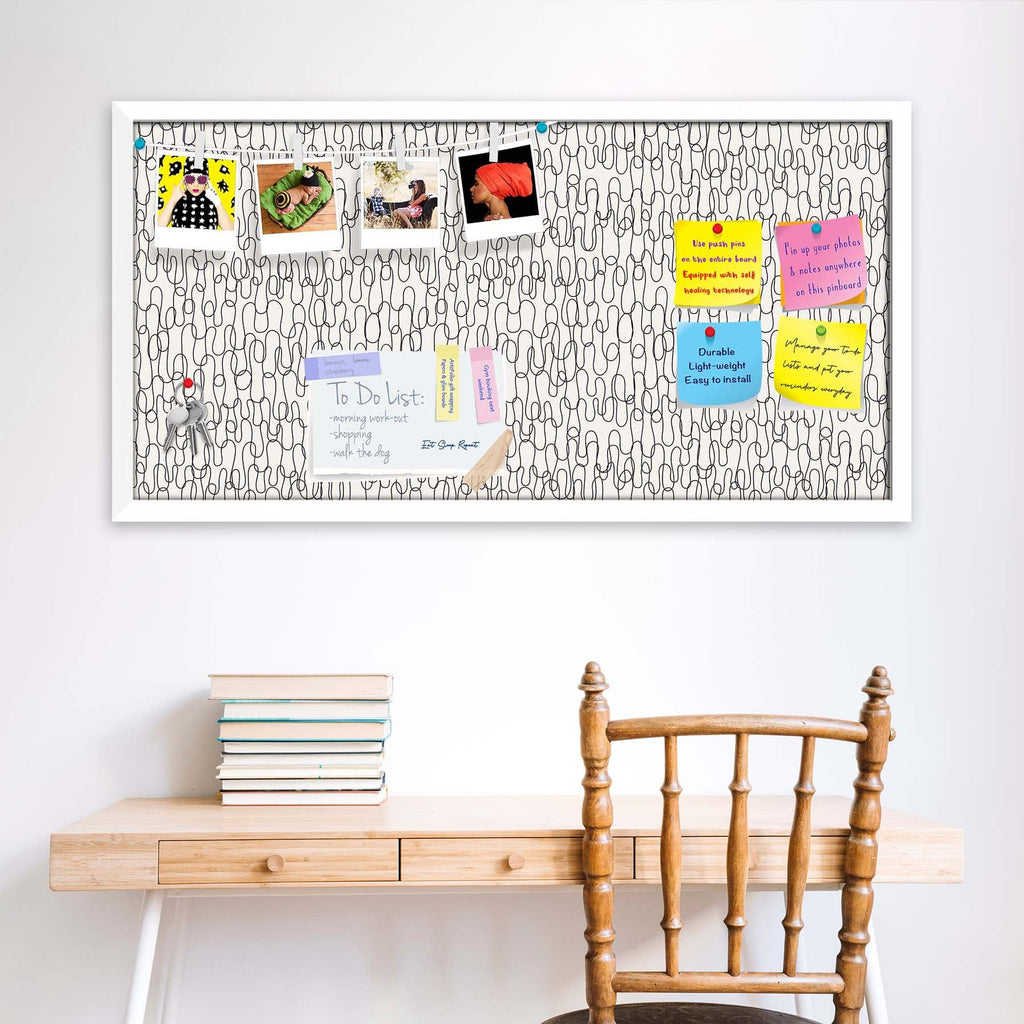 Curly Lines Bulletin Board Notice Pin Board Soft Board | Framed
