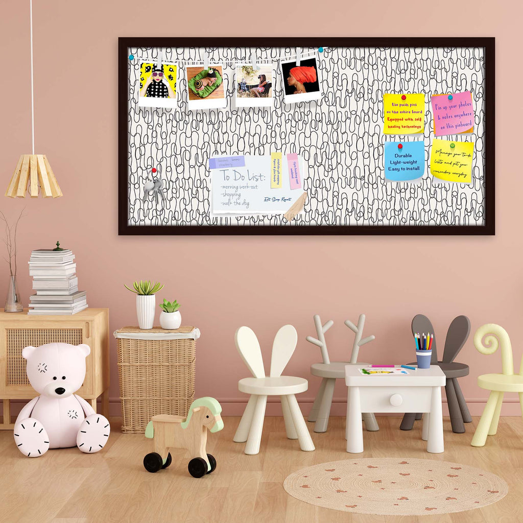 Curly Lines Bulletin Board Notice Pin Board Soft Board | Framed