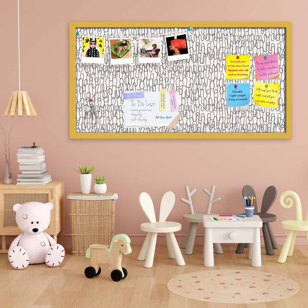 Curly Lines Bulletin Board Notice Pin Board Soft Board | Framed