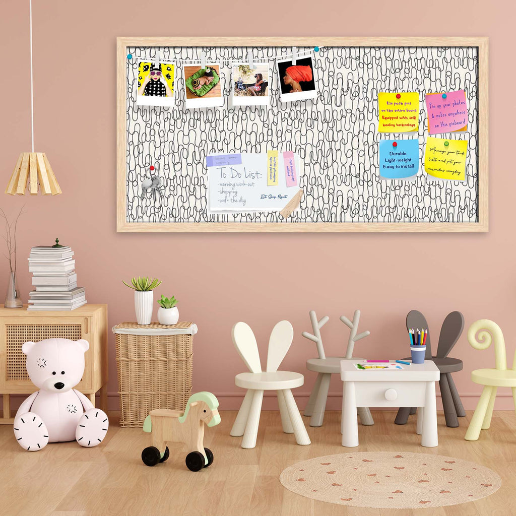 Curly Lines Bulletin Board Notice Pin Board Soft Board | Framed